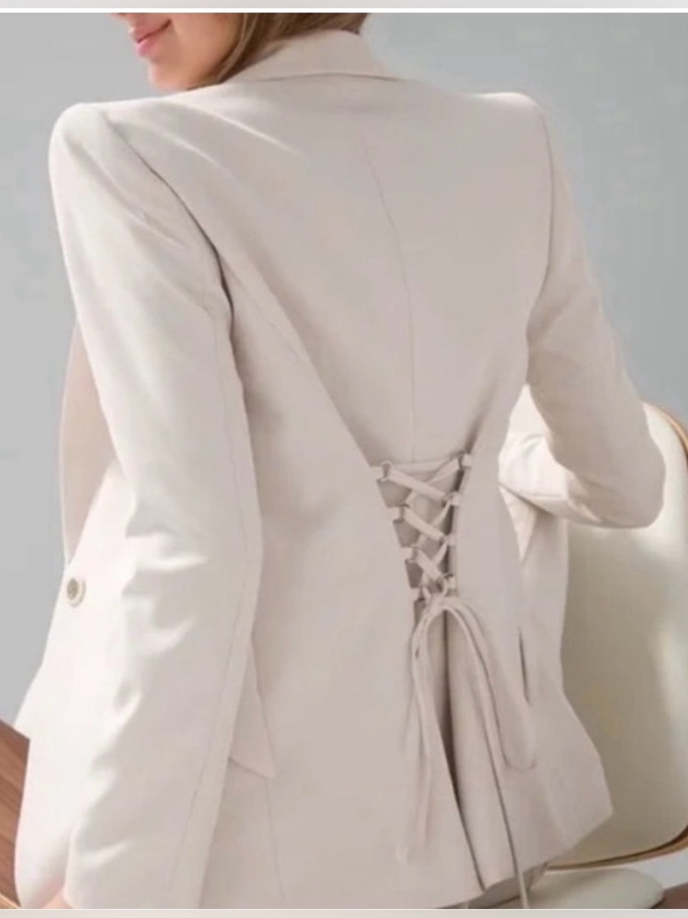 White House black market Lace-Back corset oat Women’s Blazer sz 10